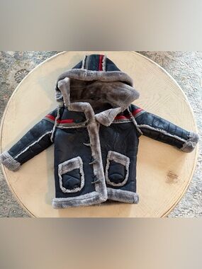 Jordan Craig Denali Kids Gray & Navy Faux Shearling Lined Jacket Removable Hood